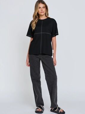 Apero Miro Contrast Panel Tee - Black / White Feeding Friendly Size 3X